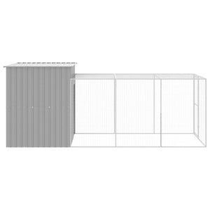 Κοτέτσι με Περίβολο Αν. Γκρι 165x455x181 εκ. Γαλβαν. Χάλυβας - Pakobazaar