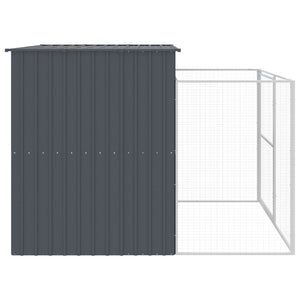 Σπιτάκι Σκύλου με Αυλή Ανθρακί 214x253x181 εκ. Γαλβαν. Χάλυβας
