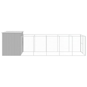 Σπιτάκι Σκύλου με Αυλή Αν. Γκρι 214x661x181 εκ. Γαλβαν. Χάλυβας