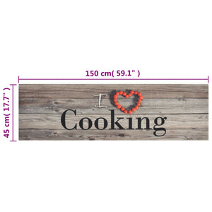 Χαλί Κουζίνας Πλενόμενο Επιγρ. Cooking Γκρι 45x150 εκ. Βελούδο - Pakobazaar