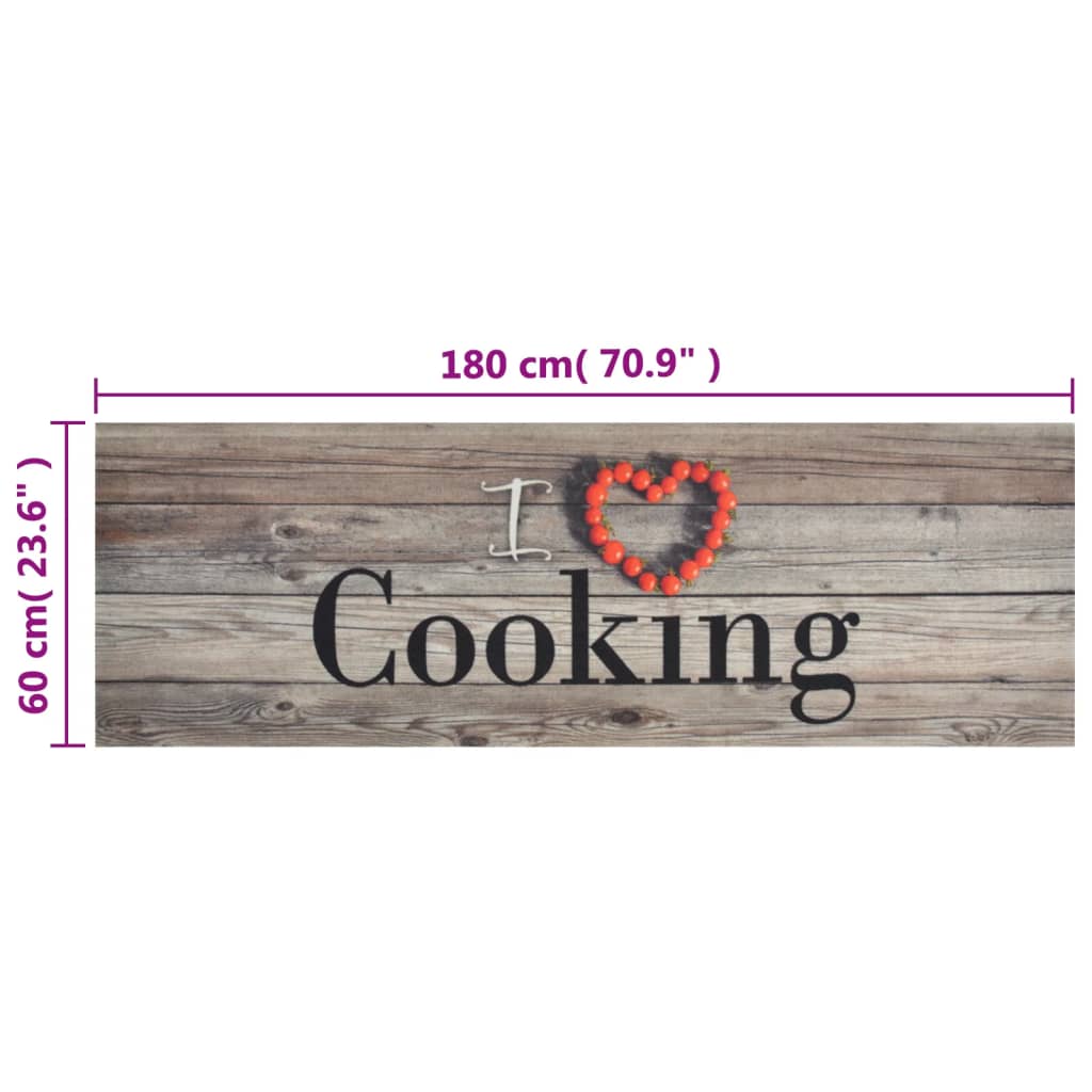 Χαλί Κουζίνας Πλενόμενο Γκρι Επιγρ. Cooking 60x180 εκ. Βελούδο - PAKOBAZAAR