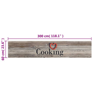 Χαλί Κουζίνας Πλενόμενο Γκρι Επιγρ. Cooking 60x300 εκ. Βελούδο - PAKOBAZAAR