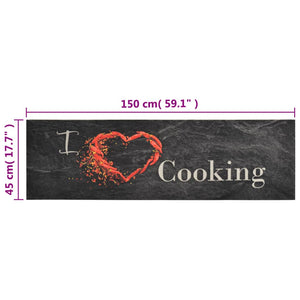 Χαλί Κουζίνας Πλενόμενο Μαύρο Επιγρ. Cooking 45x150 εκ. Βελούδο - PAKOBAZAAR