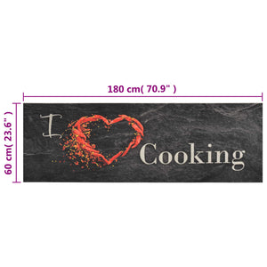 Χαλί Κουζίνας Πλενόμενο Επιγρ. Cooking Μαύρο 60x180 εκ. Βελούδο - PAKOBAZAAR