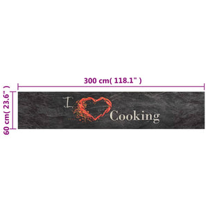 Χαλί Κουζίνας Πλενόμενο Μαύρο Επιγρ. Cooking 60x300 εκ. Βελούδο - PAKOBAZAAR