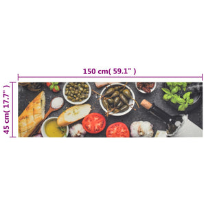Χαλί Κουζίνας Πλενόμ. Σχέδιο Κρασί/Δείπνο 45x150 εκ. Βελούδινο - PAKOBAZAAR