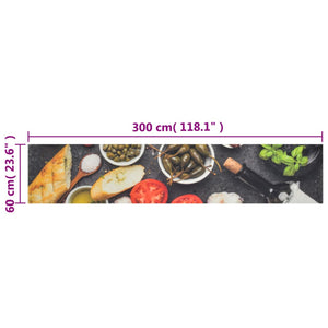 Χαλί Κουζίνας Πλενόμ. Σχέδιο Κρασί/Δείπνο 60x300 εκ. Βελούδινο