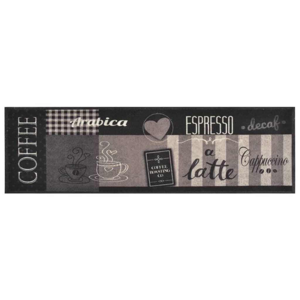 Χαλί Κουζίνας Πλενόμενο Μαύρο Επιγραφή Coffee 45x150 εκ Βελούδο - PAKOBAZAAR