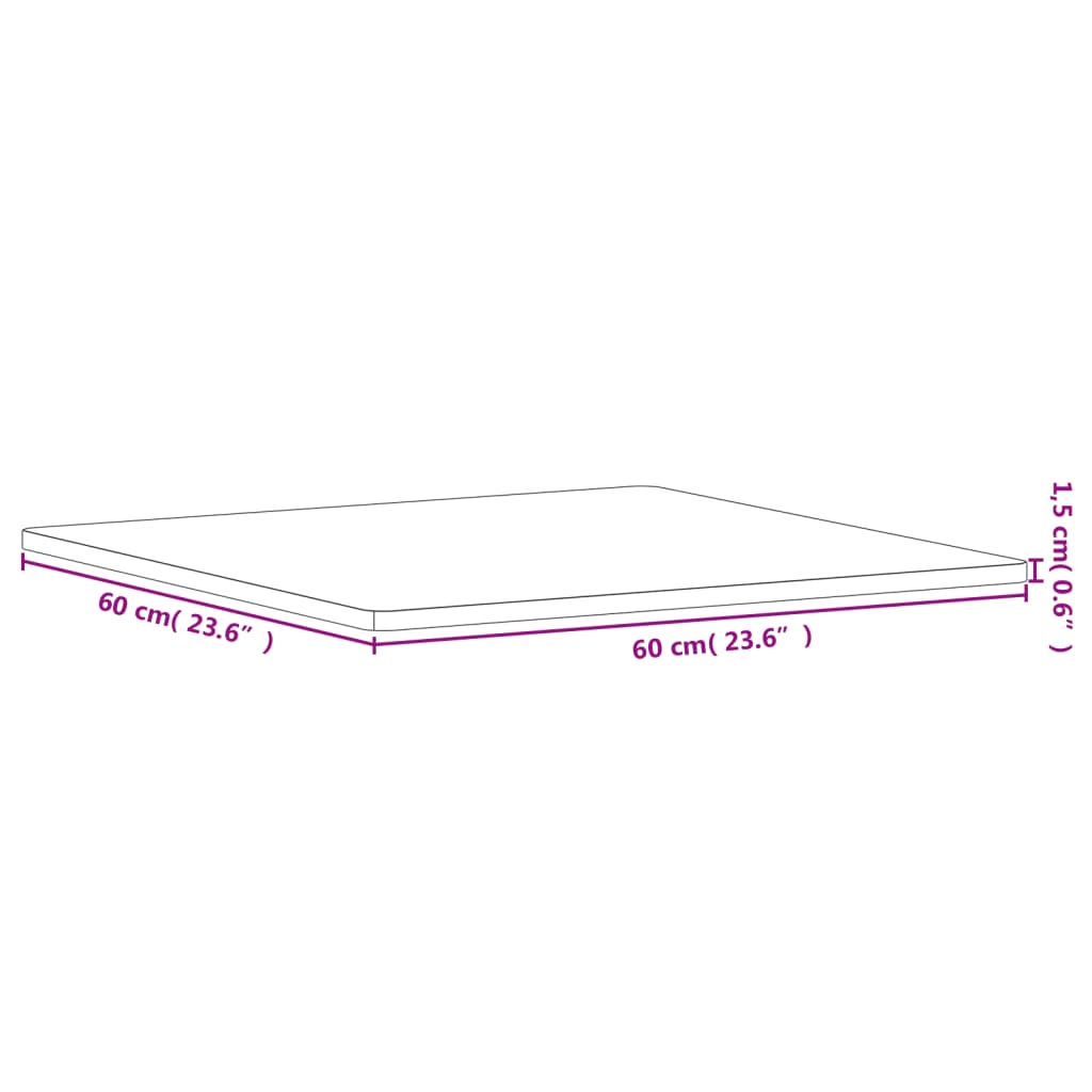 Επιφάνεια Τραπεζιού Τετράγωνη 60x60x1,5 εκ. Μασίφ Ξύλο Οξιάς - Pakobazaar