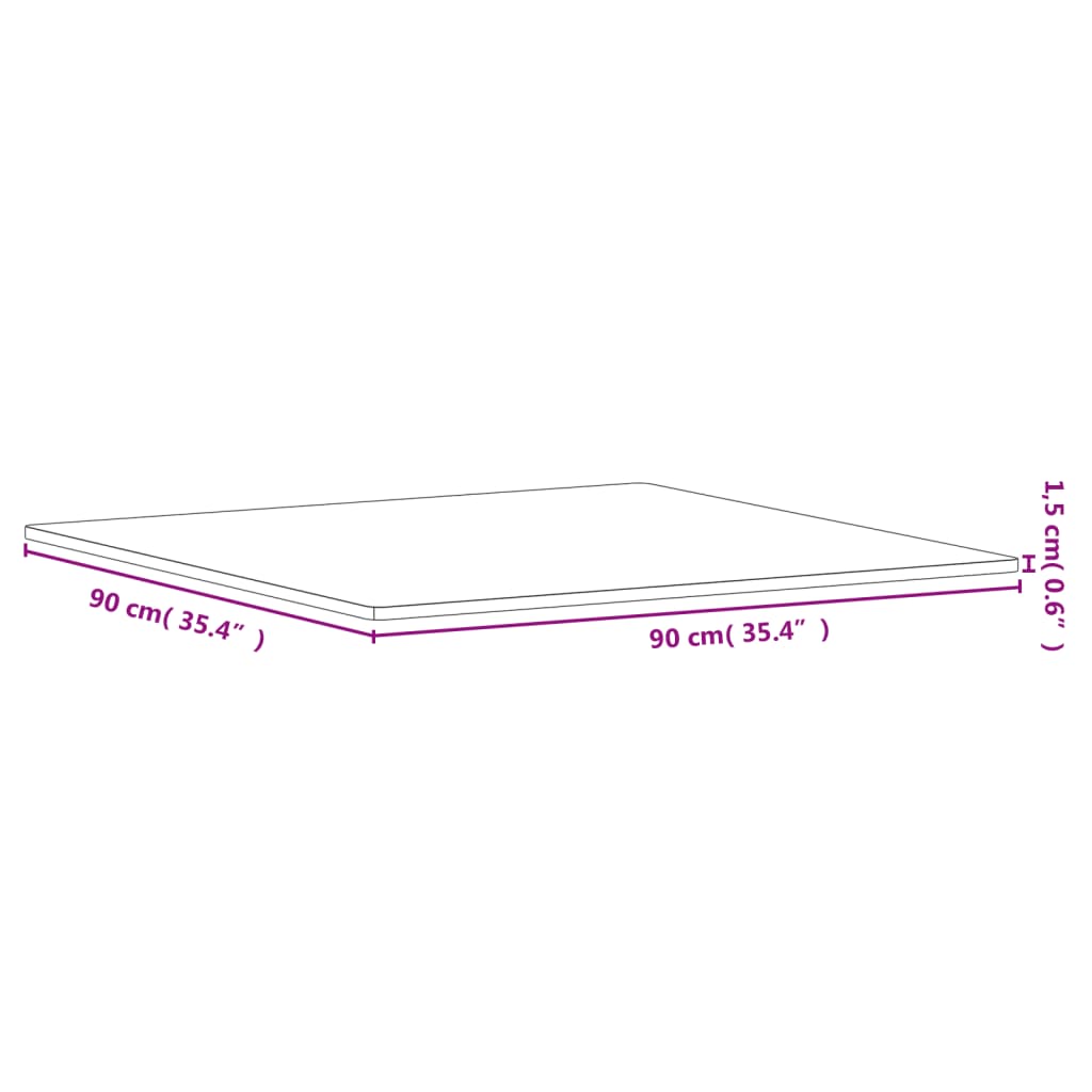 Επιφάνεια Τραπεζιού Τετράγωνη 90x90x1,5 εκ. Μασίφ Ξύλο Οξιάς