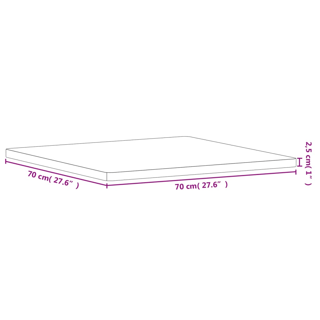 Επιφάνεια Τραπεζιού Τετράγωνη 70x70x2,5 εκ. Μασίφ Ξύλο Οξιάς