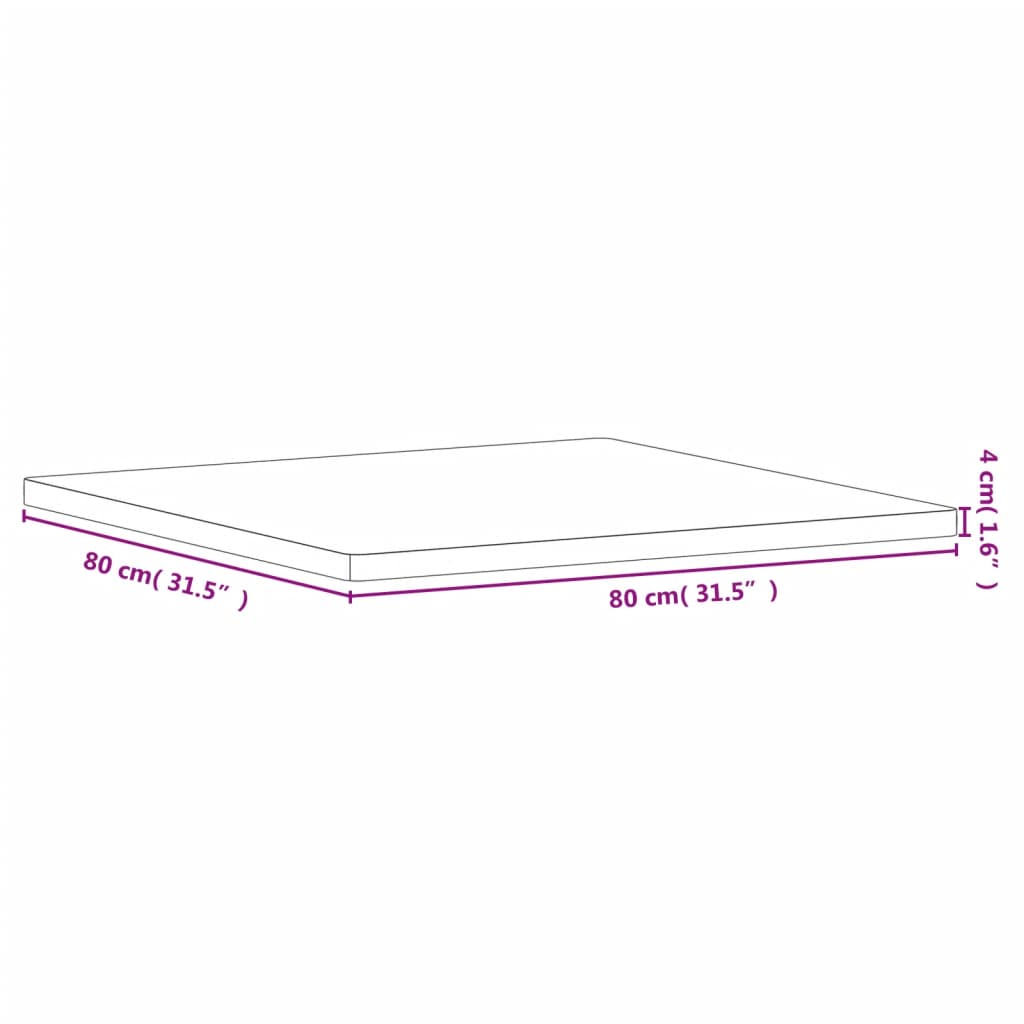 Επιφάνεια Τραπεζιού Τετράγωνη 80x80x4 εκ. Μασίφ Ξύλο Οξιάς