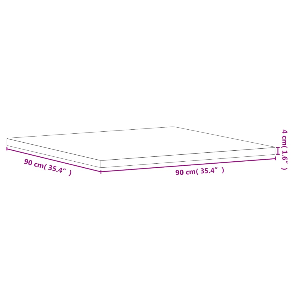 Επιφάνεια Τραπεζιού Τετράγωνη 90x90x4 εκ. Μασίφ Ξύλο Οξιάς