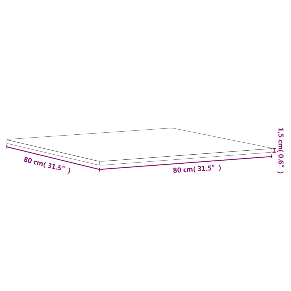 Επιφάνεια Τραπεζιού Τετράγωνη 80x80x1,5 εκ. Μασίφ Ξύλο Οξιάς