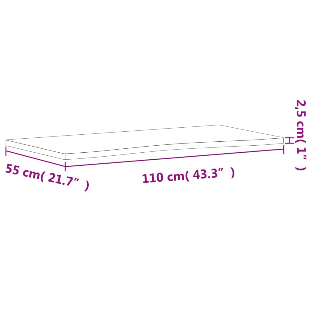 Επιφάνεια Εργασίας 110x(50-55)x2,5 εκ. από Μασίφ Ξύλο Οξιάς