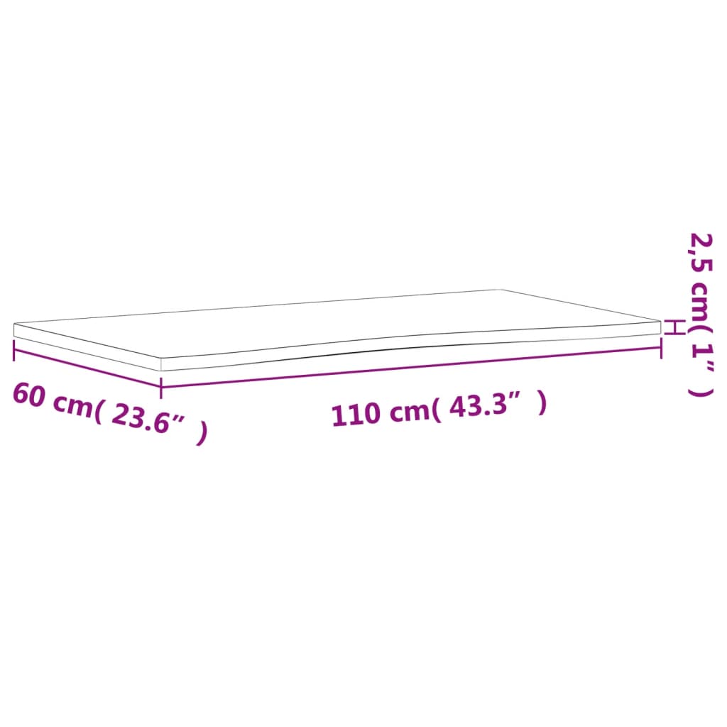 Επιφάνεια Εργασίας 110x(55-60)x2,5 εκ. από Μασίφ Ξύλο Οξιάς
