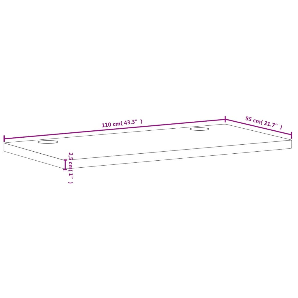 Επιφάνεια Γραφείου 110x55x2,5 εκ. από Μασίφ Ξύλο Οξιάς