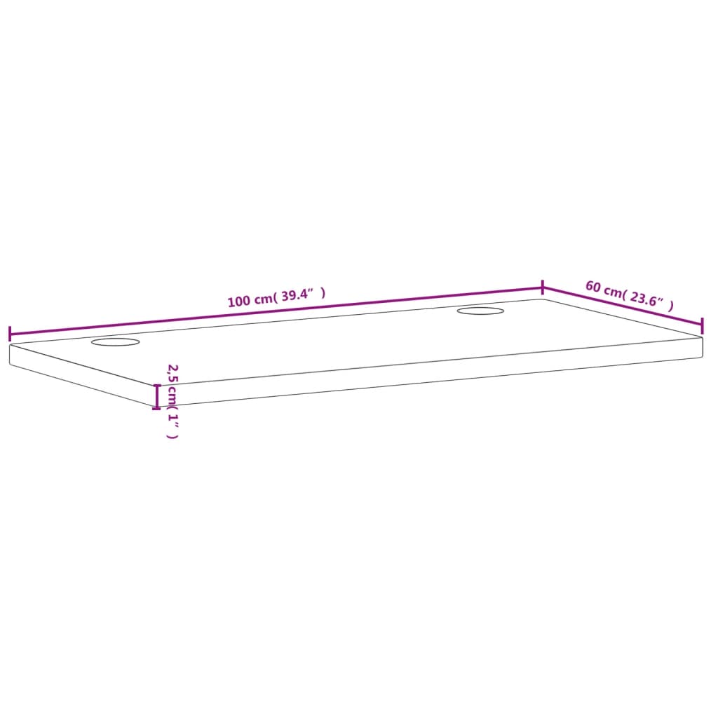 Επιφάνεια Γραφείου 100x60x2,5 εκ. από Μασίφ Ξύλο Οξιάς