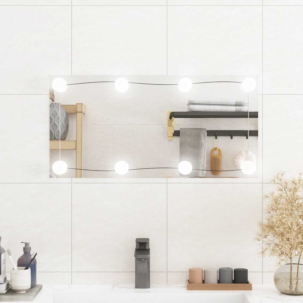Καθρέφτης Τοίχου με LED Ορθογώνιος 30 x 60 εκ. Γυάλινος - Pakobazaar