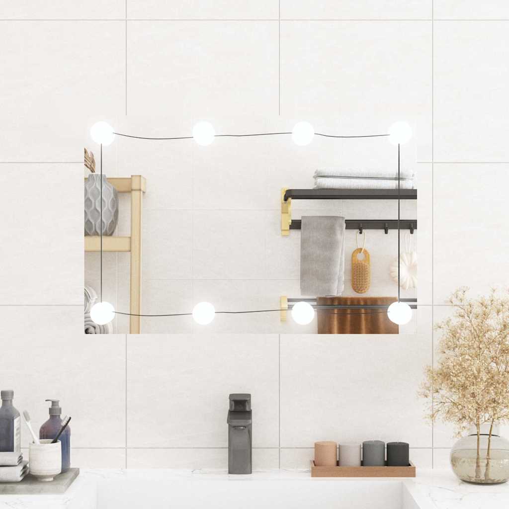 Καθρέφτης Τοίχου με LED Ορθογώνιος 40x60 εκ. Γυάλινος - Pakobazaar