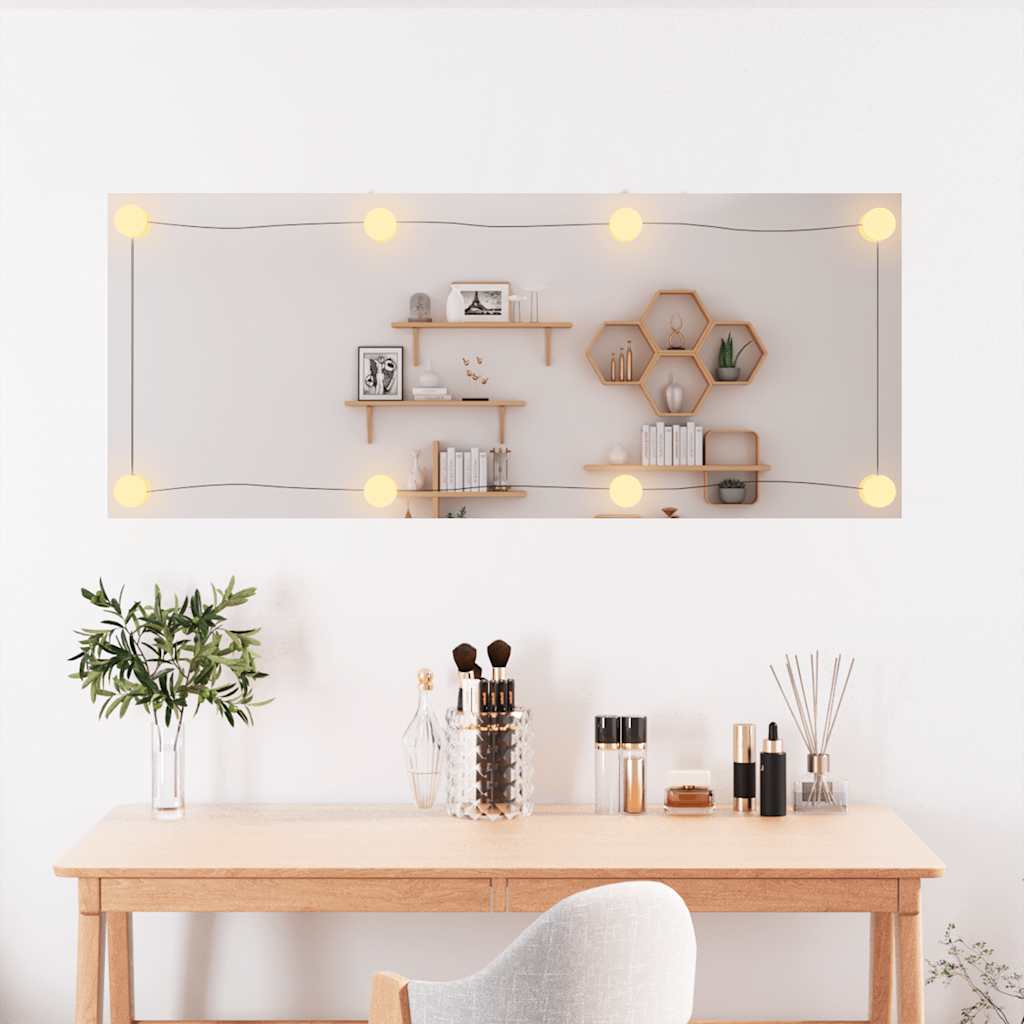 Καθρέφτης Τοίχου με LED Ορθογώνιος 450x100 εκ. Γυάλινος - Pakobazaar