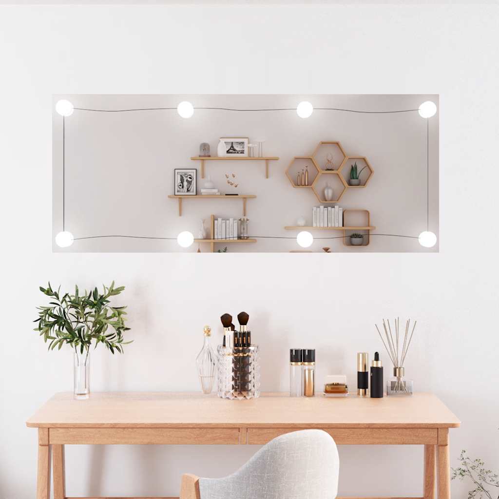 Καθρέφτης Τοίχου με LED Ορθογώνιος 450x100 εκ. Γυάλινος - Pakobazaar