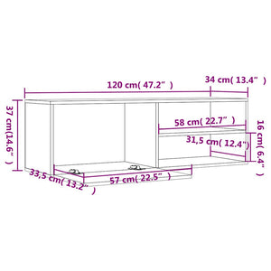 Έπιπλο Τηλεόρασης Καπνιστή Δρυς 120x34x37 εκ. Επεξ. Ξύλο - Pakobazaar