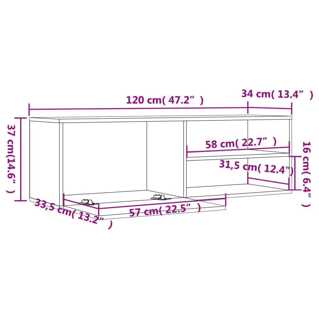 Έπιπλο Τηλεόρασης Καφέ Δρυς 120x34x37 εκ. Επεξ. Ξύλο - Pakobazaar