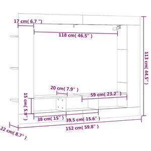 Έπιπλο Τηλεόρασης Γκρι Σκυροδέματος 152x22x113 εκ. Επεξ. Ξύλο - Pakobazaar