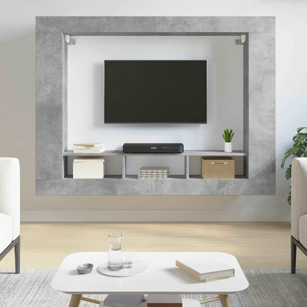 Έπιπλο Τηλεόρασης Γκρι Σκυροδέματος 152x22x113 εκ. Επεξ. Ξύλο - Pakobazaar