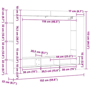 Έπιπλο Τηλεόρασης Καφέ Δρυς 152x22x113 εκ. Επεξ. Ξύλο