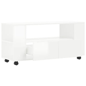 Έπιπλο Τηλεόρασης Γυαλ. Λευκό 102x34,5x43εκ. Επεξεργασμένο Ξύλο