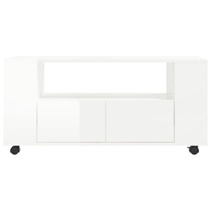 Έπιπλο Τηλεόρασης Γυαλ. Λευκό 102x34,5x43εκ. Επεξεργασμένο Ξύλο