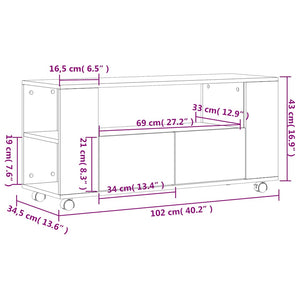 Έπιπλο Τηλεόρασης Γκρι Sonoma 102x34,5x43 εκ. από Επεξεργ. Ξύλο