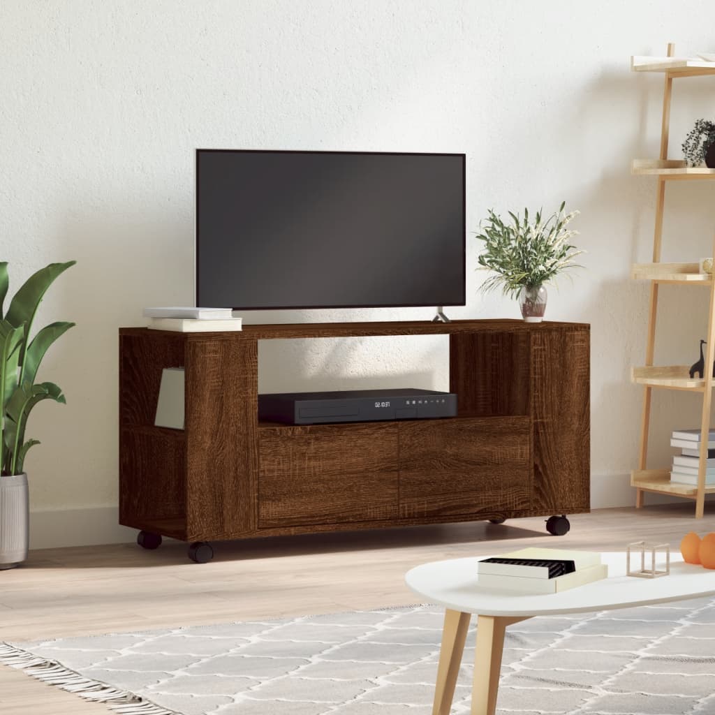 Έπιπλο Τηλεόρασης Καφέ Δρυς 102x34,5x43 εκ. Επεξεργασμένο Ξύλο - Pakobazaar