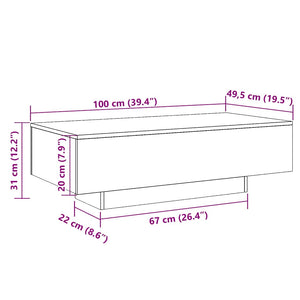Τραπεζάκι Σαλονιού Μαύρο 100x49,5x31 εκ. από Επεξεργασμένο Ξύλο - Pakobazaar