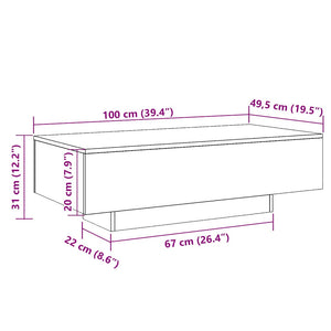 Τραπεζάκι Σαλονιού Καφέ Δρυς 100 x 49,5 x 31 εκ. Επεξεργ. Ξύλο