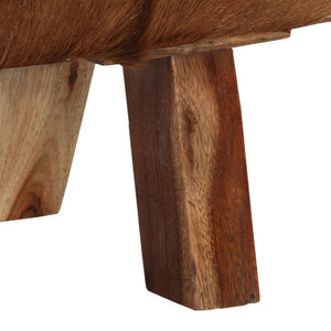 Πάγκος Καφέ και Λευκό 110x30x45 εκ. Γνήσιο Δέρμα Κατσίκας