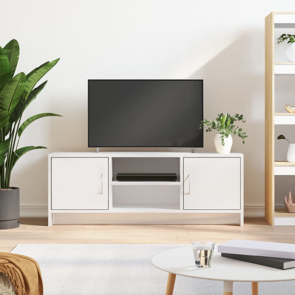 Έπιπλο Τηλεόρασης Γυαλ. Λευκό 102x30x37,5 εκ Επεξεργασμένο Ξύλο - Pakobazaar