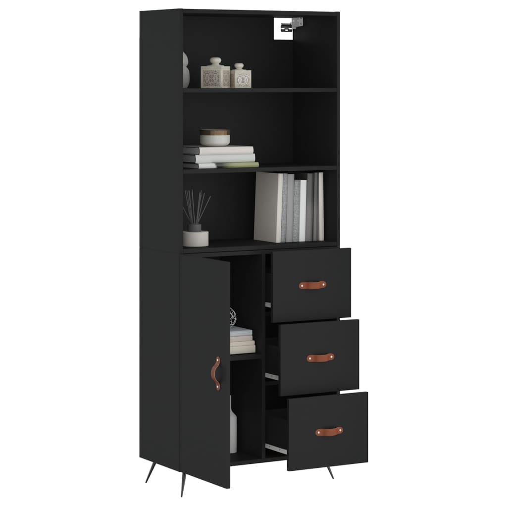 Ντουλάπι Μαύρο 69,5x34x180 εκ. από Επεξεργασμένο Ξύλο