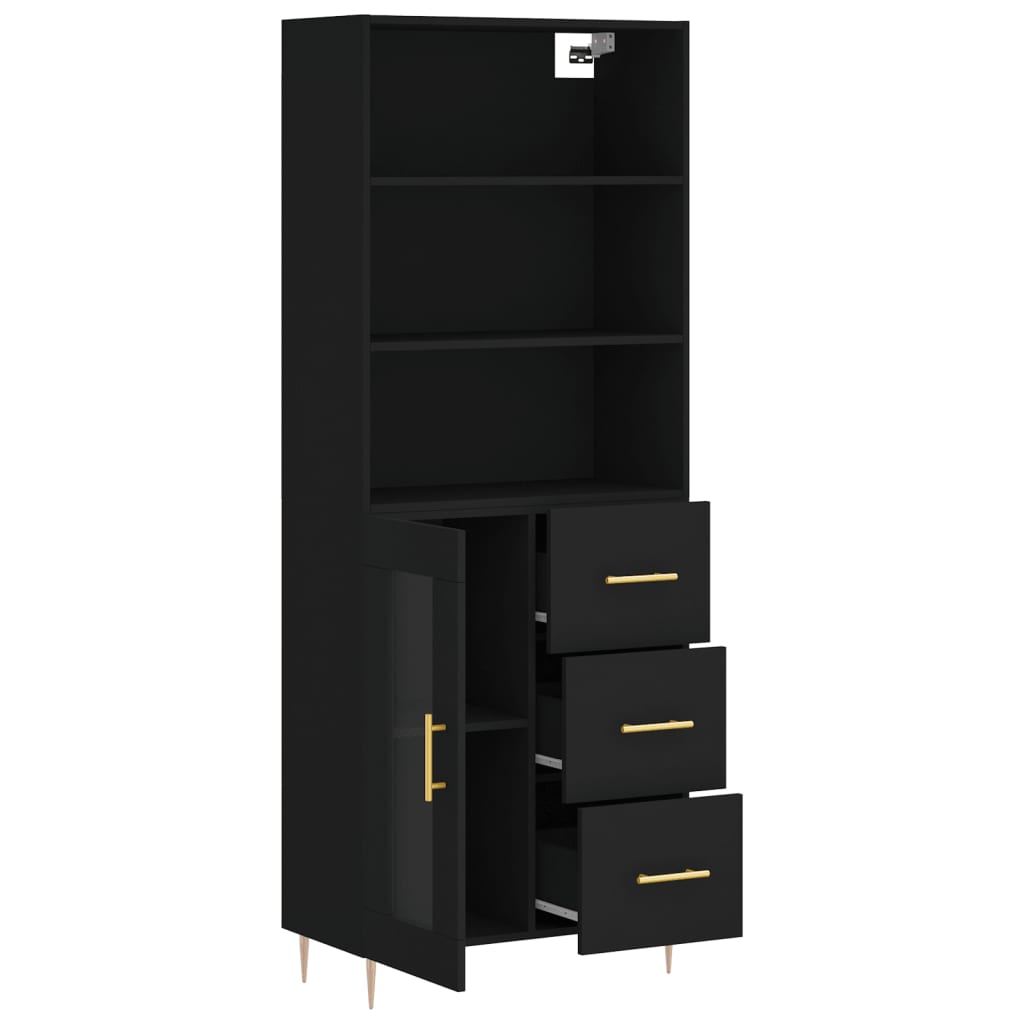 Ντουλάπι Μαύρο 69,5x34x180 εκ. από Επεξεργασμένο Ξύλο