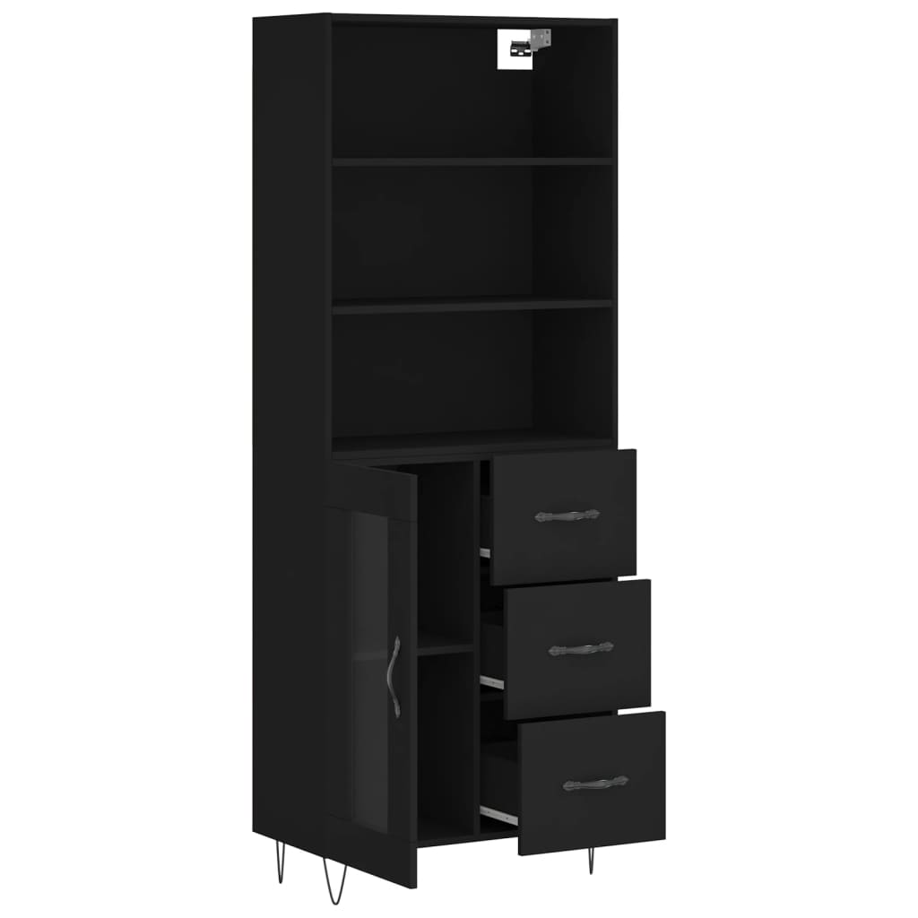 Ντουλάπι Μαύρο 69,5x34x180 εκ. από Επεξεργασμένο Ξύλο