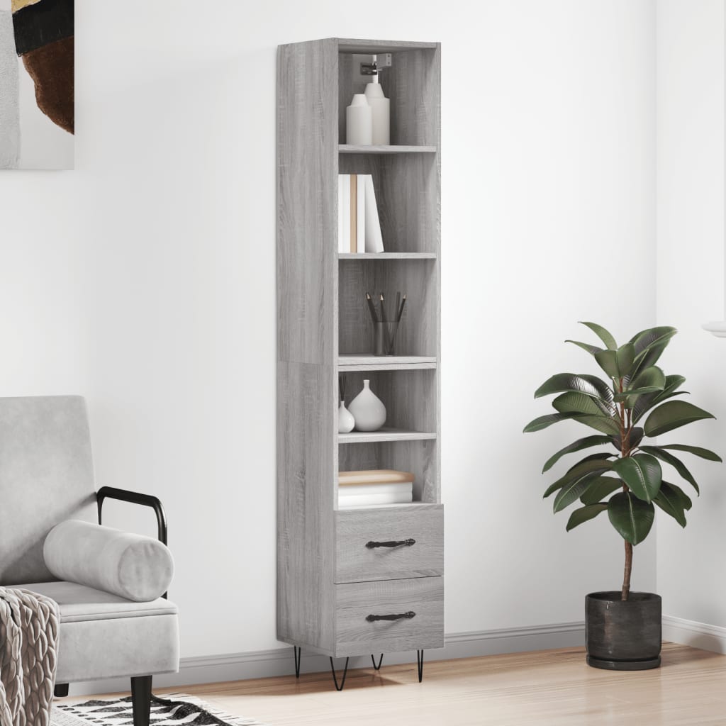 Μπουφές Sonoma Γκρι 34,5 x 34 x 180 εκ. από Επεξεργασμένο Ξύλο - Pakobazaar