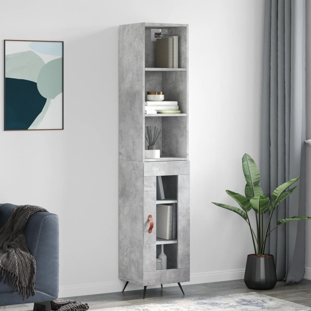Ντουλάπι Γκρι Σκυροδέματος 34,5x34x180 εκ. Επεξεργασμένο Ξύλο