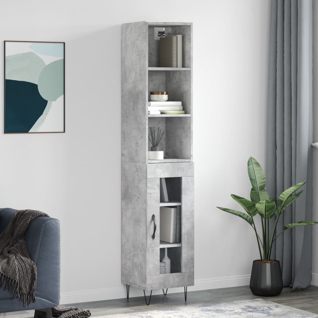 Ντουλάπι Γκρι Σκυροδέματος 34,5x34x180 εκ. Επεξεργασμένο Ξύλο