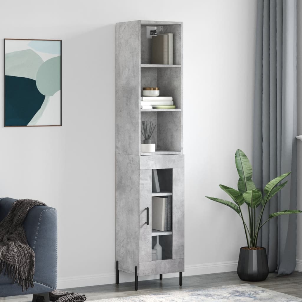 Ντουλάπι Γκρι Σκυροδέματος 34,5x34x180 εκ. Επεξεργασμένο Ξύλο