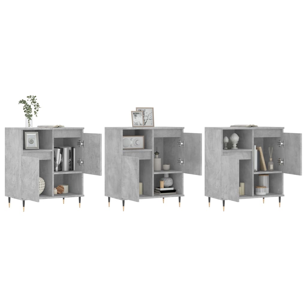 Ντουλάπια 3 τεμ. Γκρι Σκυροδέματος Επεξεργ. Ξύλο - Pakobazaar