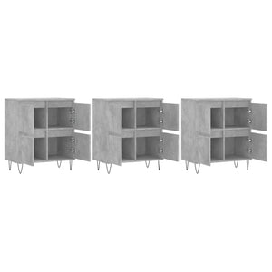 Ντουλάπια 3 τεμ. Γκρι Σκυροδέματος Επεξεργ. Ξύλο