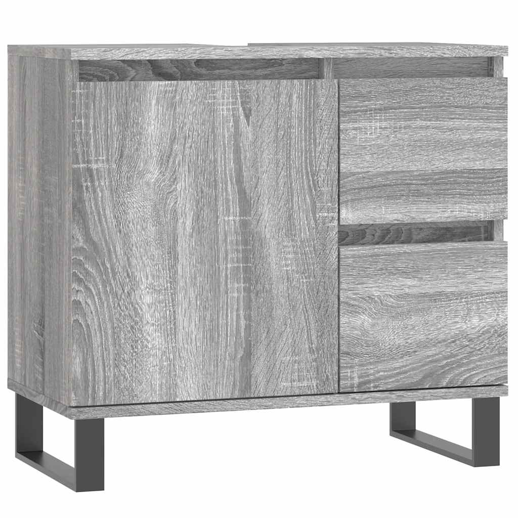 Σετ Επίπλων Μπάνιου 3 Τεμαχίων Γκρι Sonoma Επεξεργασμένο Ξύλο