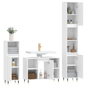 Σετ Επίπλων Μπάνιου 3 Τεμαχίων Λευκό από Επεξεργασμένο Ξύλο - Pakobazaar